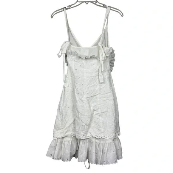 Lace-Up White Eyelet Mini Dress - Picture 10 of 15